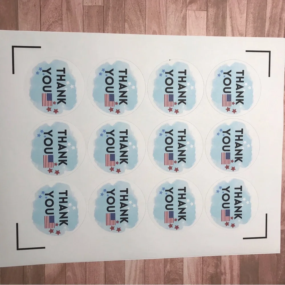 24 thank you patriotic American flag stickers size 2.10”